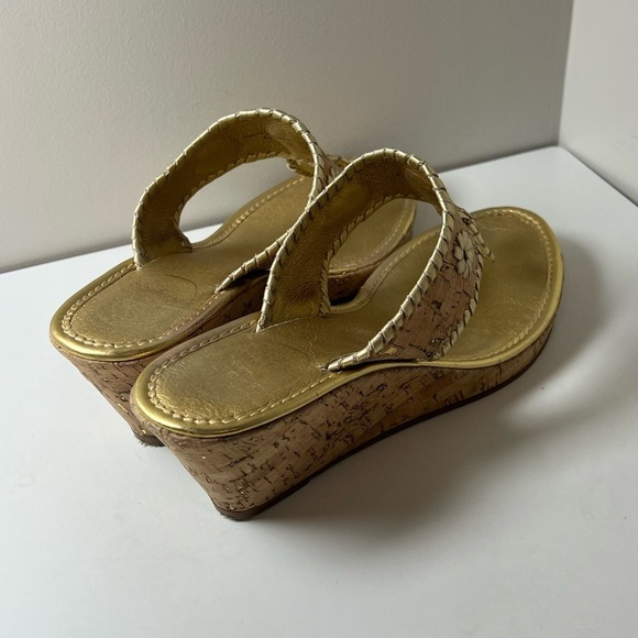 Jack Roger’s Size 8.5 Thong Cork Gold Wedges Like New Summer Vacation Show EUC - Picture 3 of 12